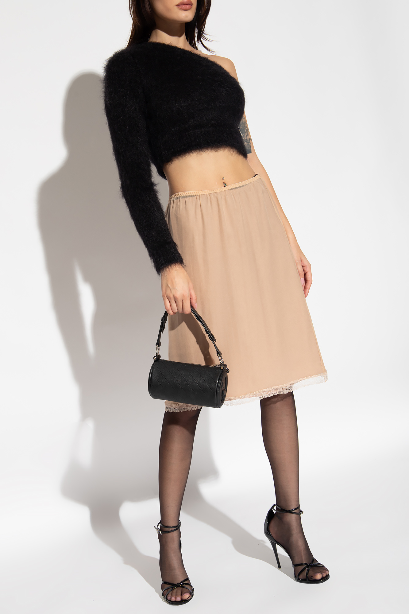 【関税&送料込】Gucci Charcoal Wool Blend Skirt shoulder top Gucci - SchaferandweinerShops GB - Black Mohair